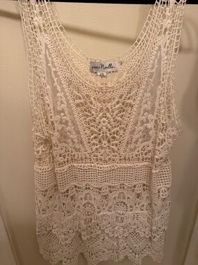 Simply Noelle Crochet Lace Tank - Off-White